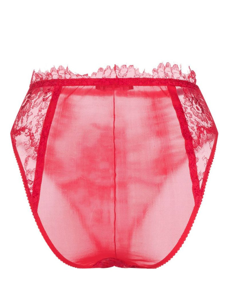 Red High Waist Lace Briefs