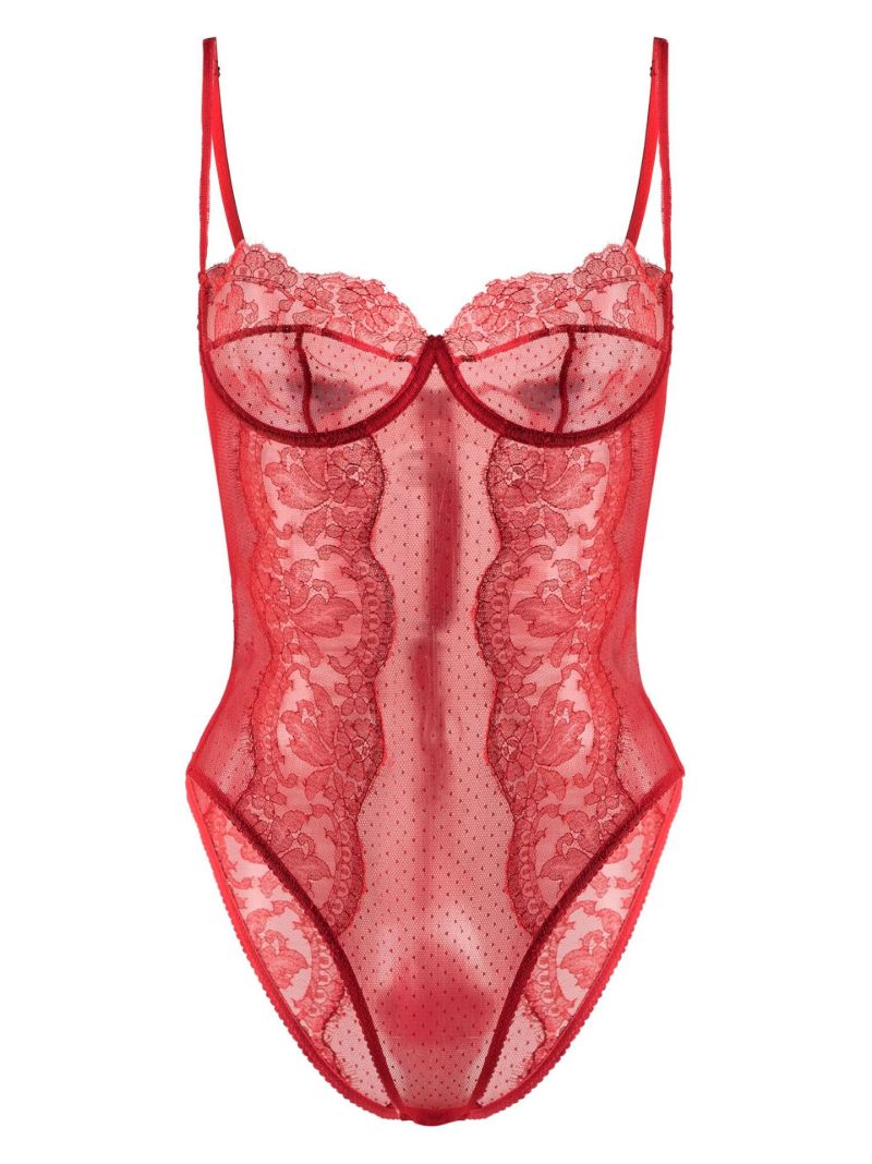 Red Lace Balconette Bodysuit