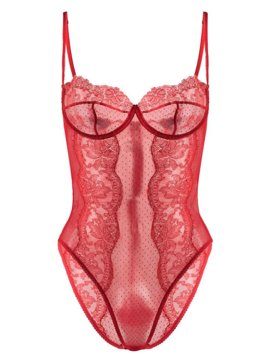Red Lace Balconette Bodysuit