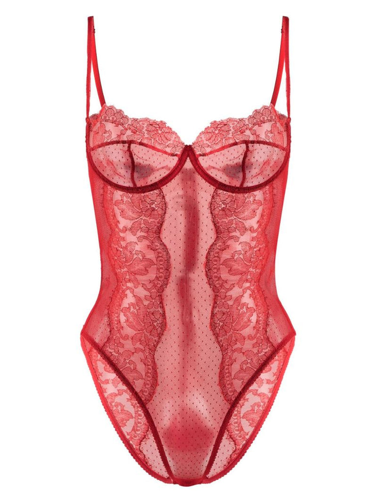 Red Lace Balconette Bodysuit