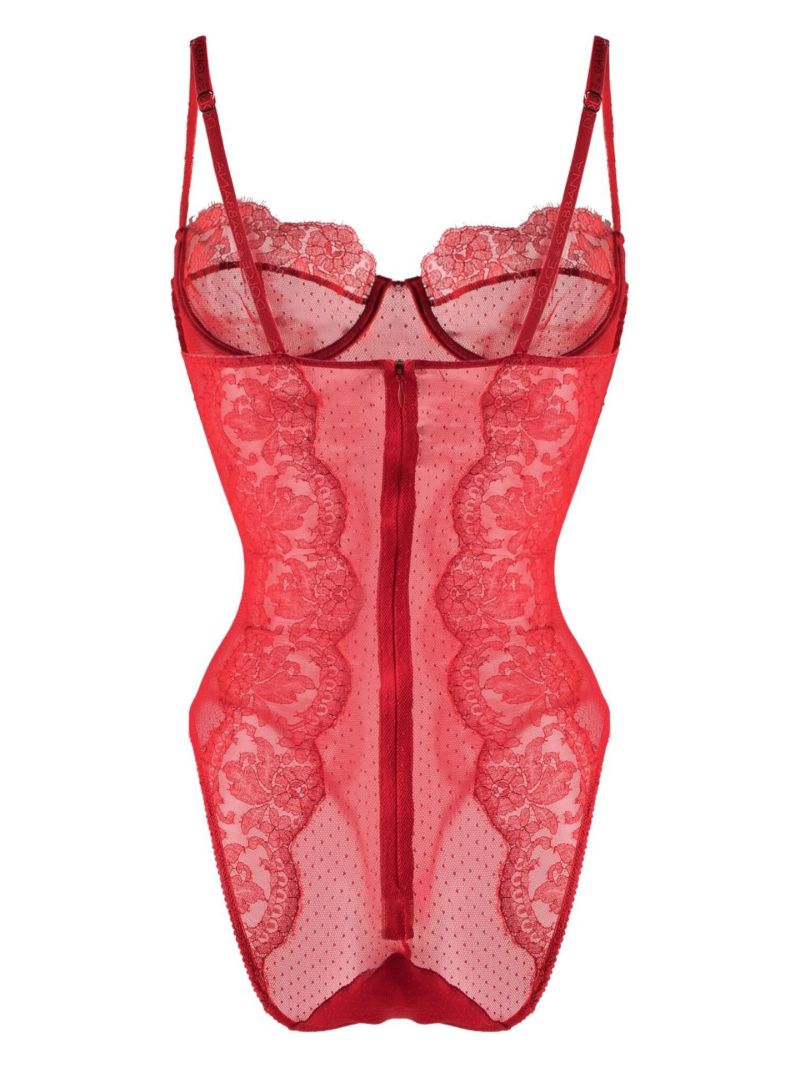 Red Lace Balconette Bodysuit