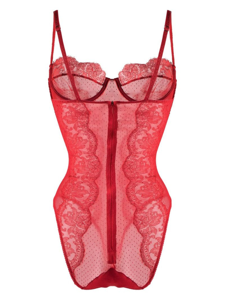 Red Lace Balconette Bodysuit