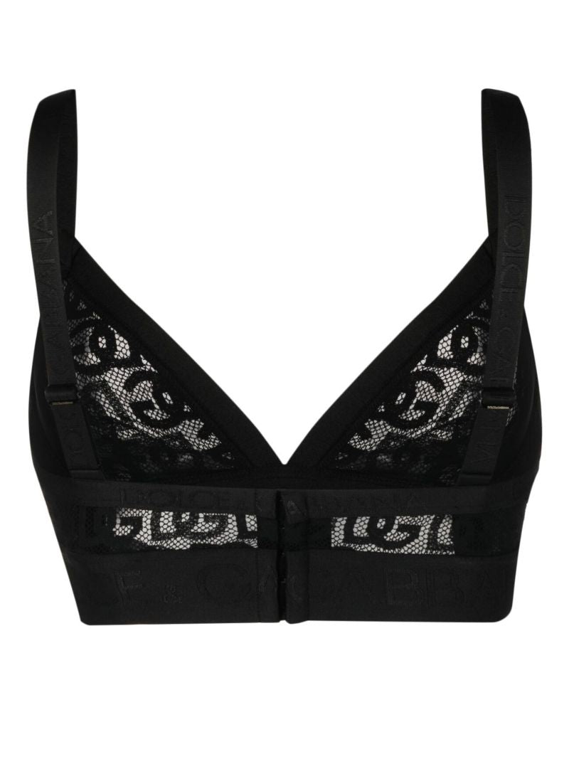 Black Embroidered Motif Bra