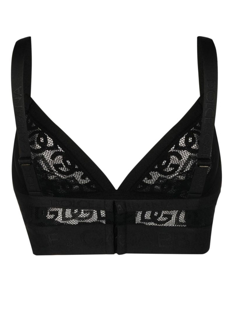 Black Embroidered Motif Bra