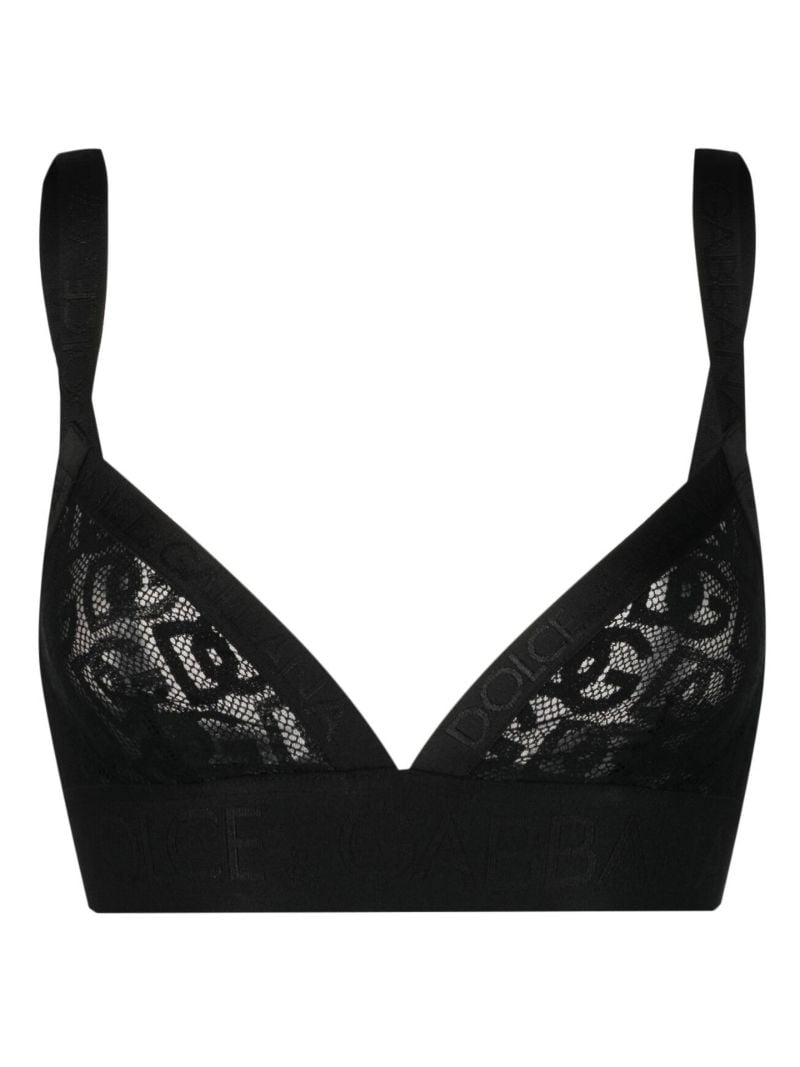 Black Embroidered Motif Bra