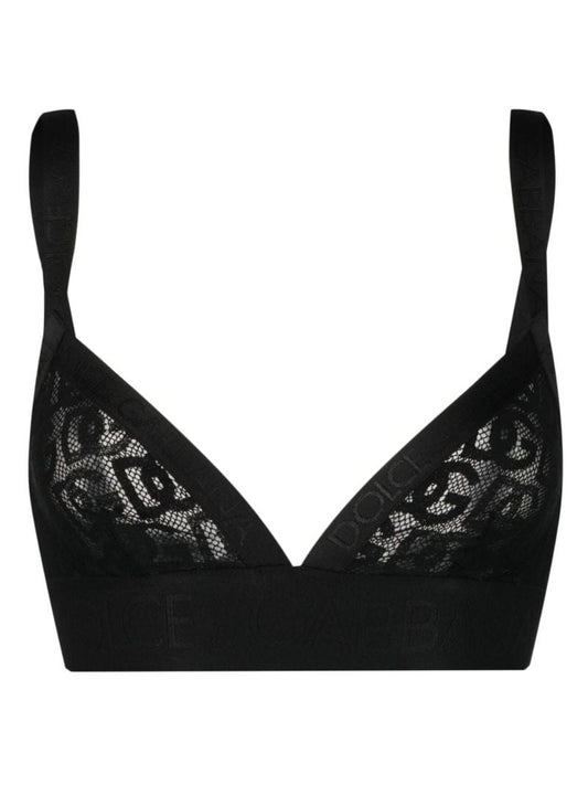 Black Embroidered Motif Bra