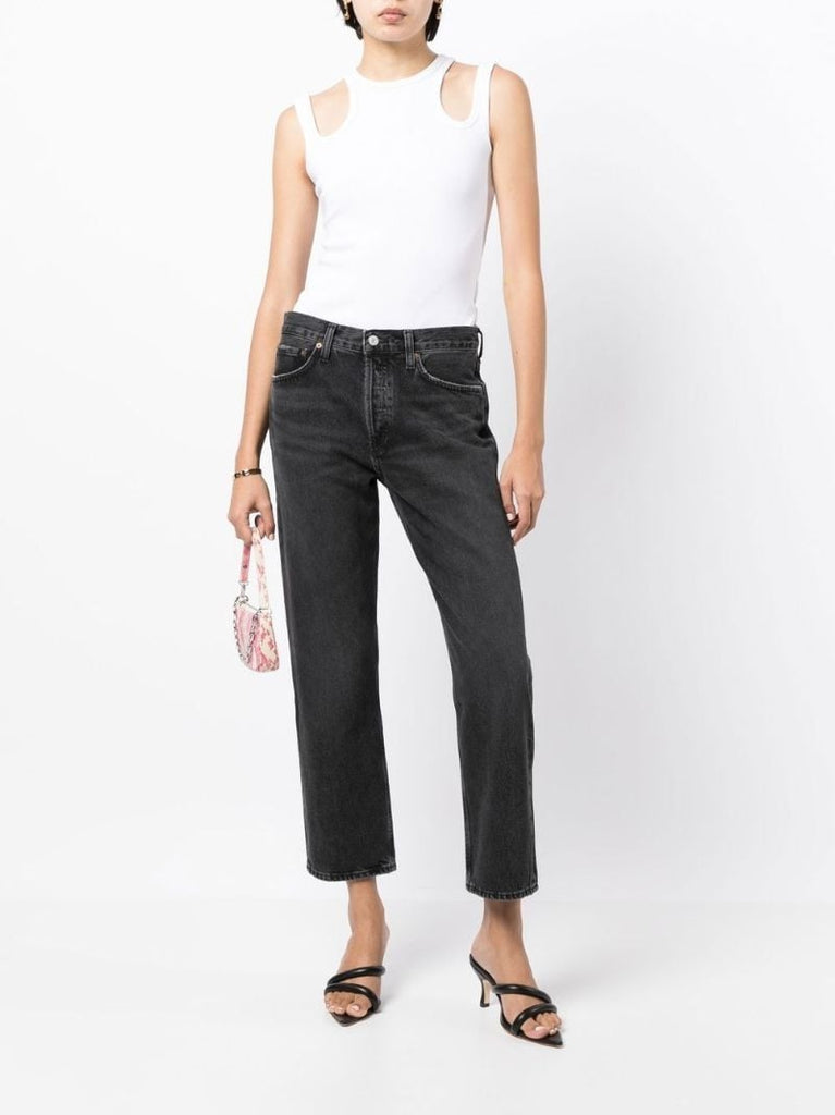 Black Wyman Low-slung Relaxed Straight Jeans