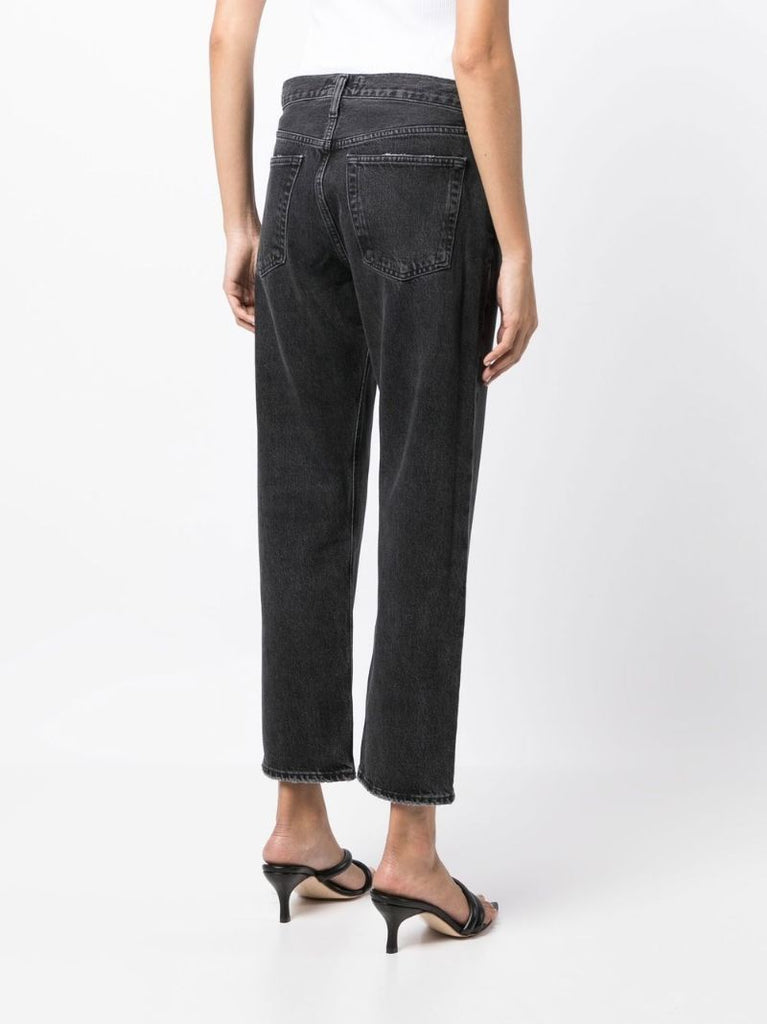 Black Wyman Low-slung Relaxed Straight Jeans