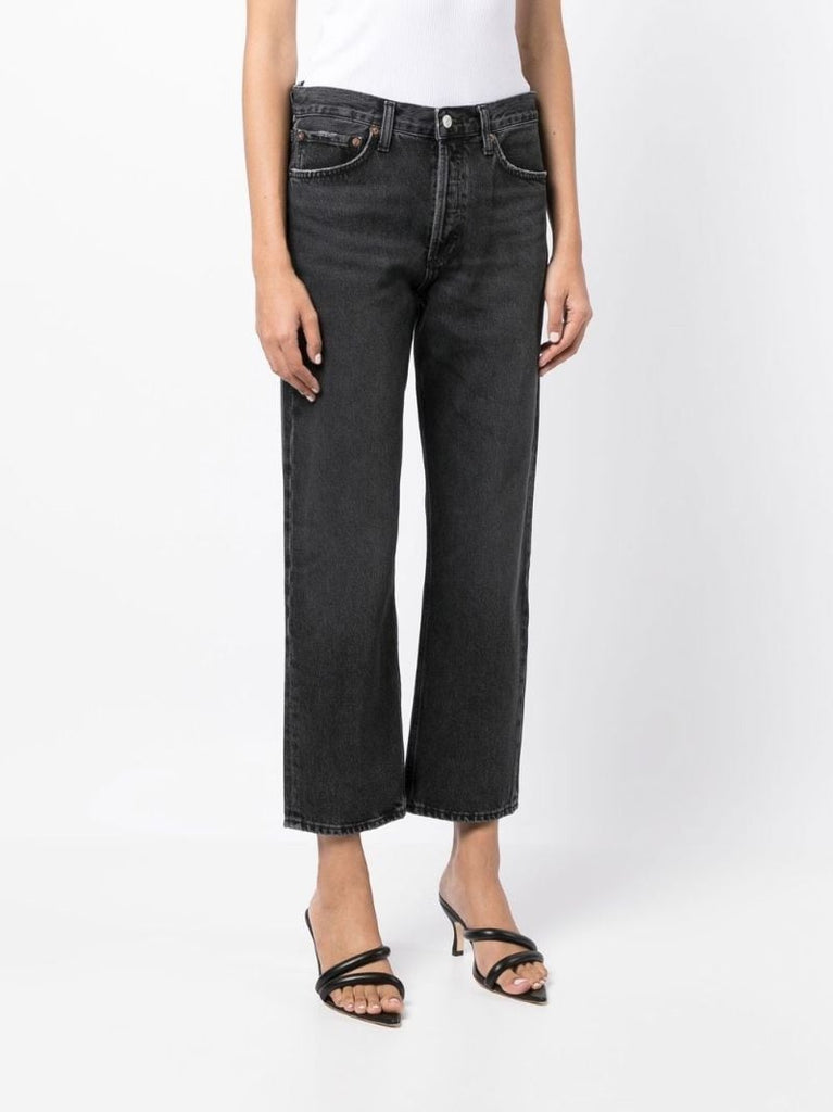 Black Wyman Low-slung Relaxed Straight Jeans