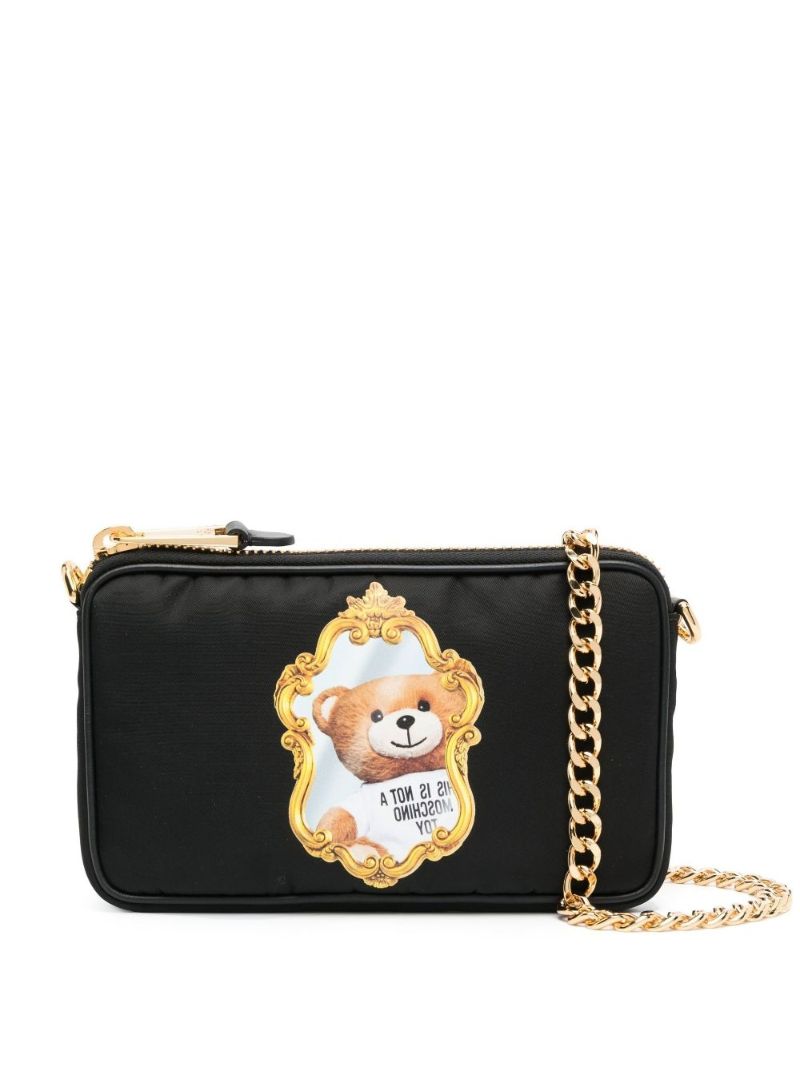 Black Teddy Bear Print Cross Body Bag