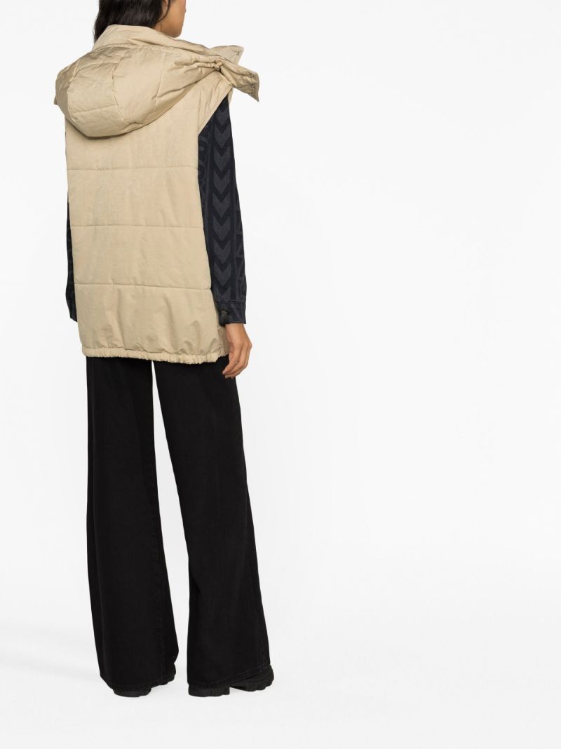 Neutral Quilted Hooded Gilet