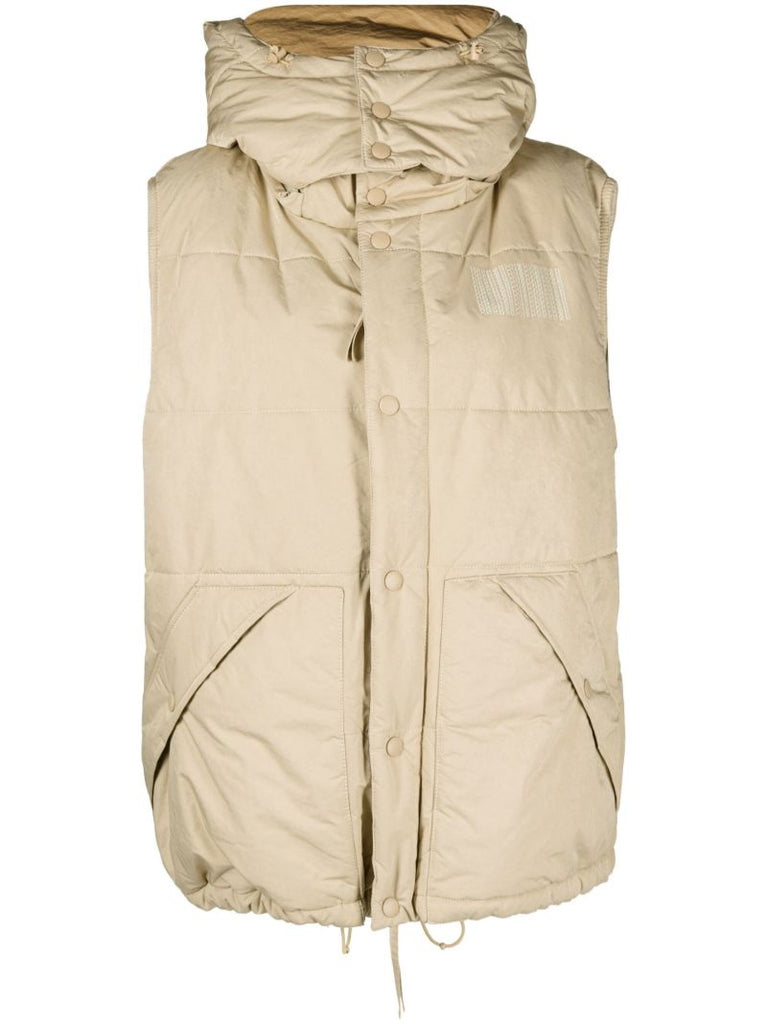 Neutral Quilted Hooded Gilet