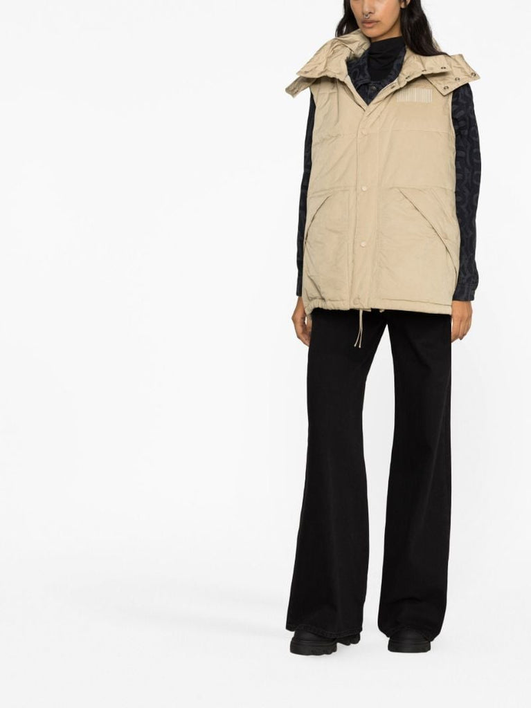 Neutral Quilted Hooded Gilet