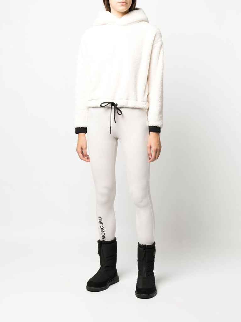 White Drawstring Fleece Hoodie