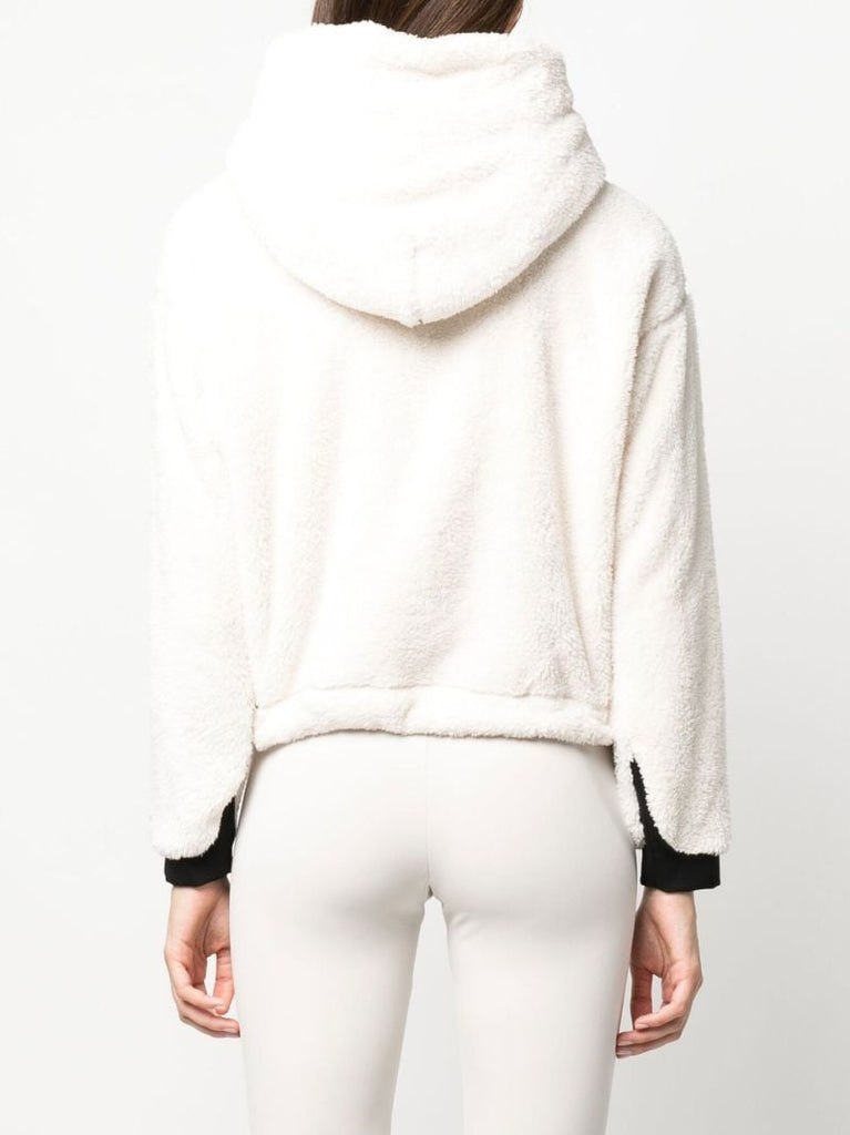 White Drawstring Fleece Hoodie