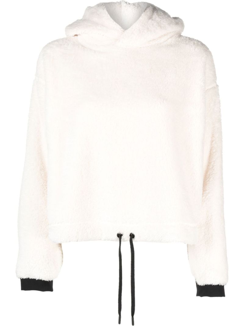 White Drawstring Fleece Hoodie