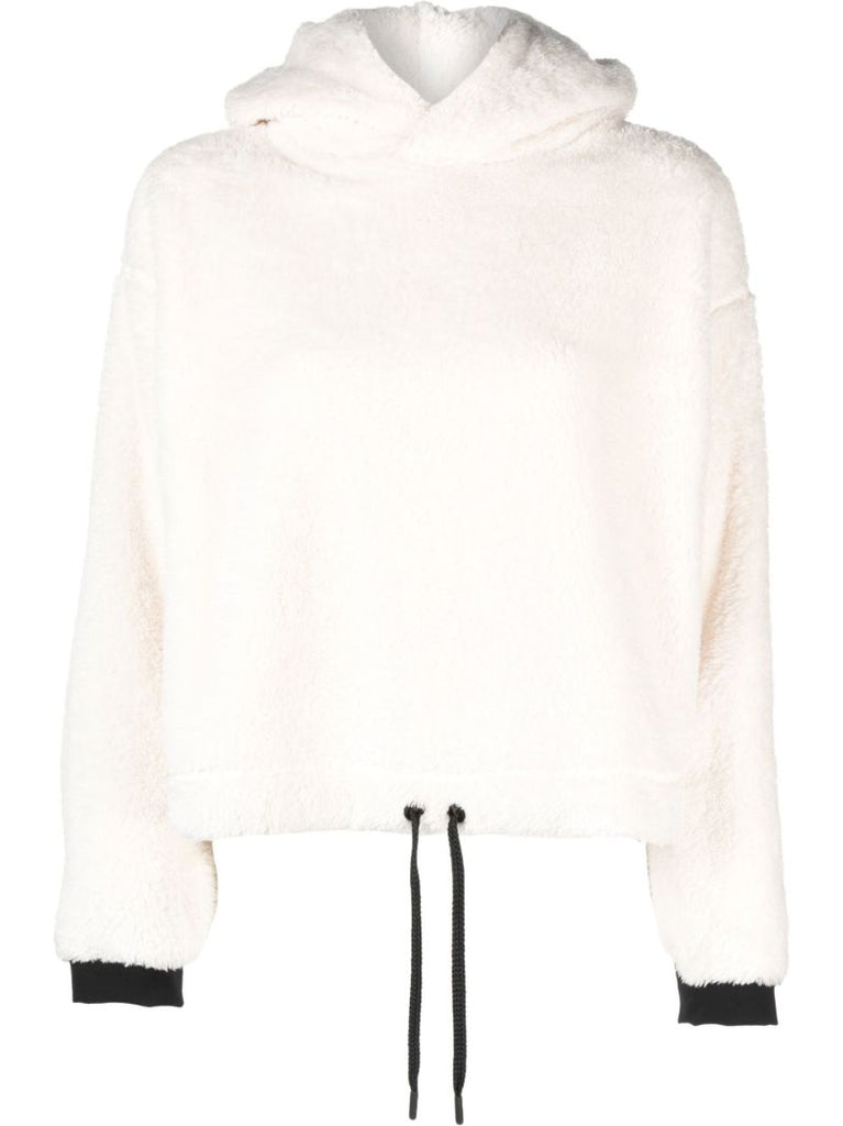 White Drawstring Fleece Hoodie