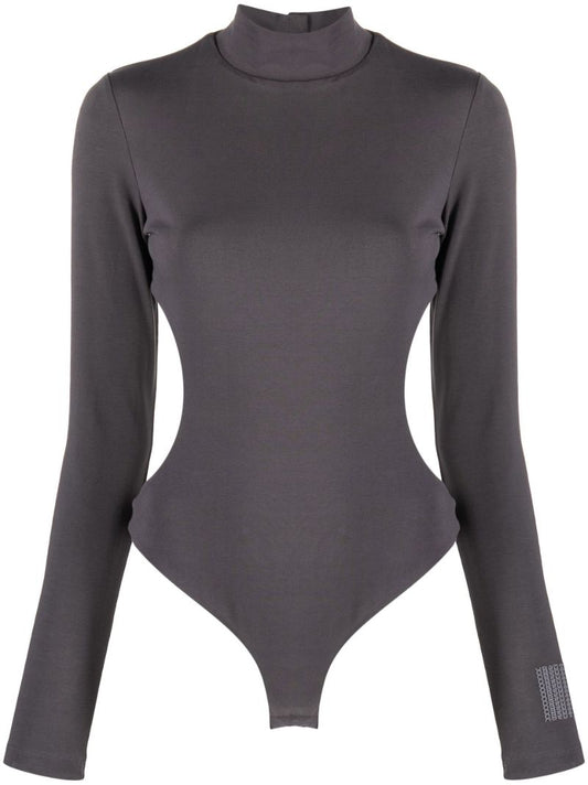 Grey Open-back Bodysuit