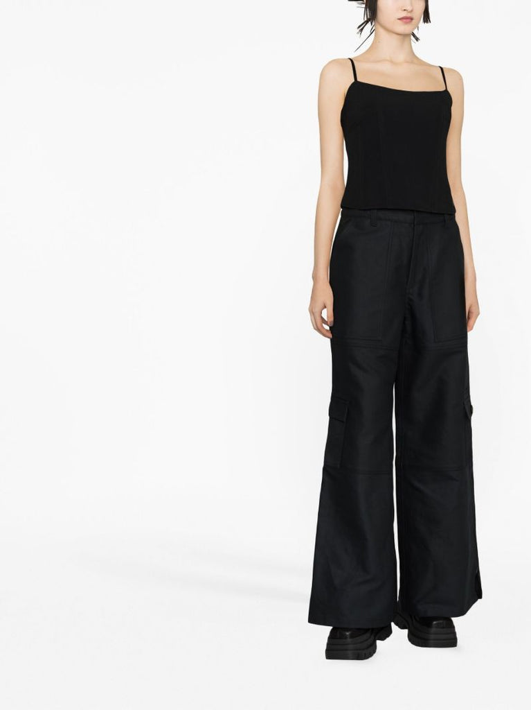 Black Wide-leg Cargo Trousers