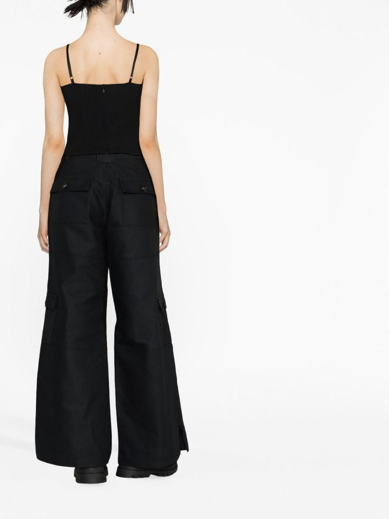 Black Wide-leg Cargo Trousers