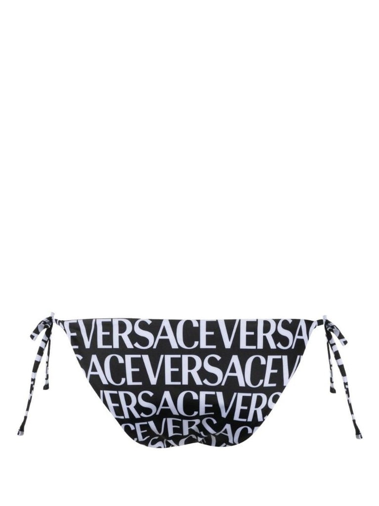 Black Logo Print Bikini Bottoms