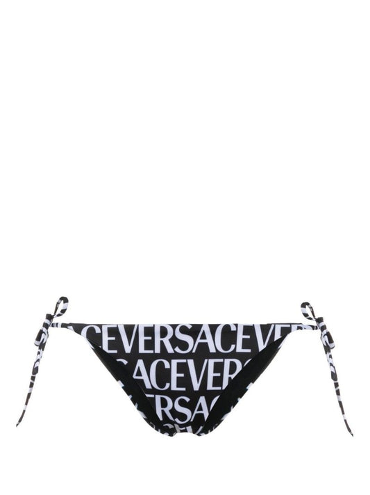 Black Logo Print Bikini Bottoms