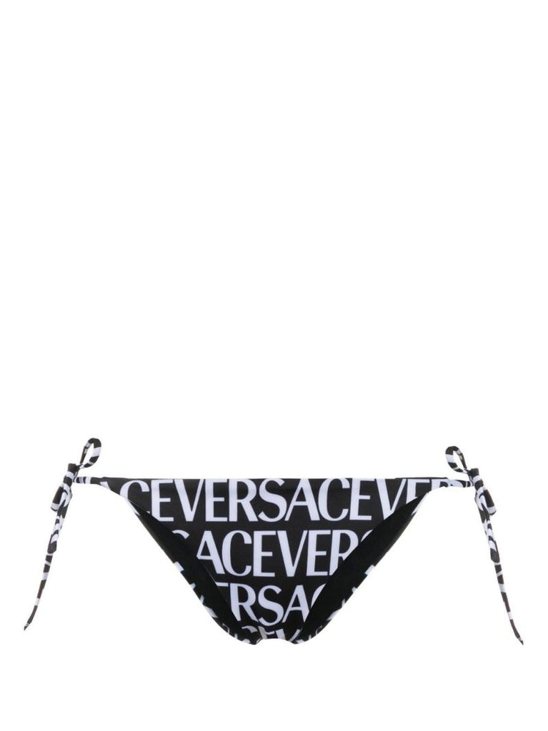 Black Logo Print Bikini Bottoms