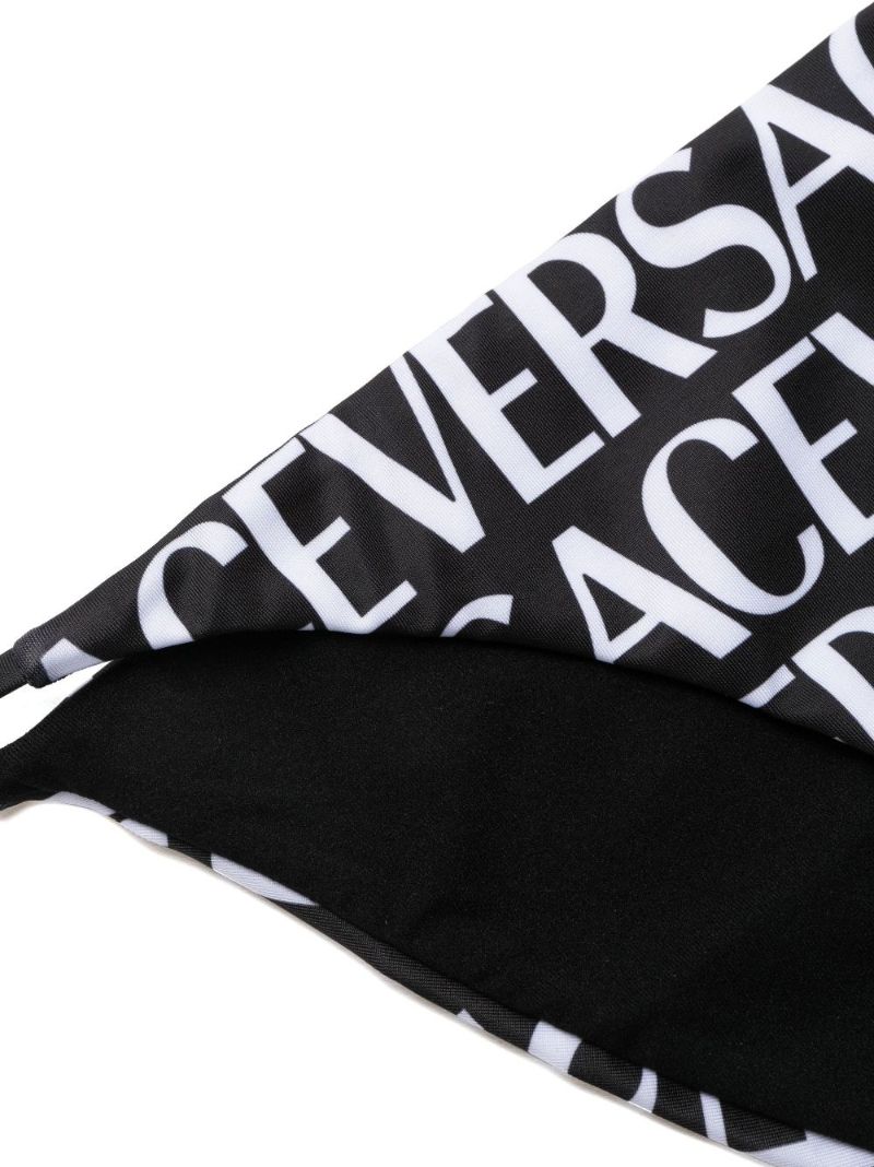 Black Logo Print Bikini Bottoms