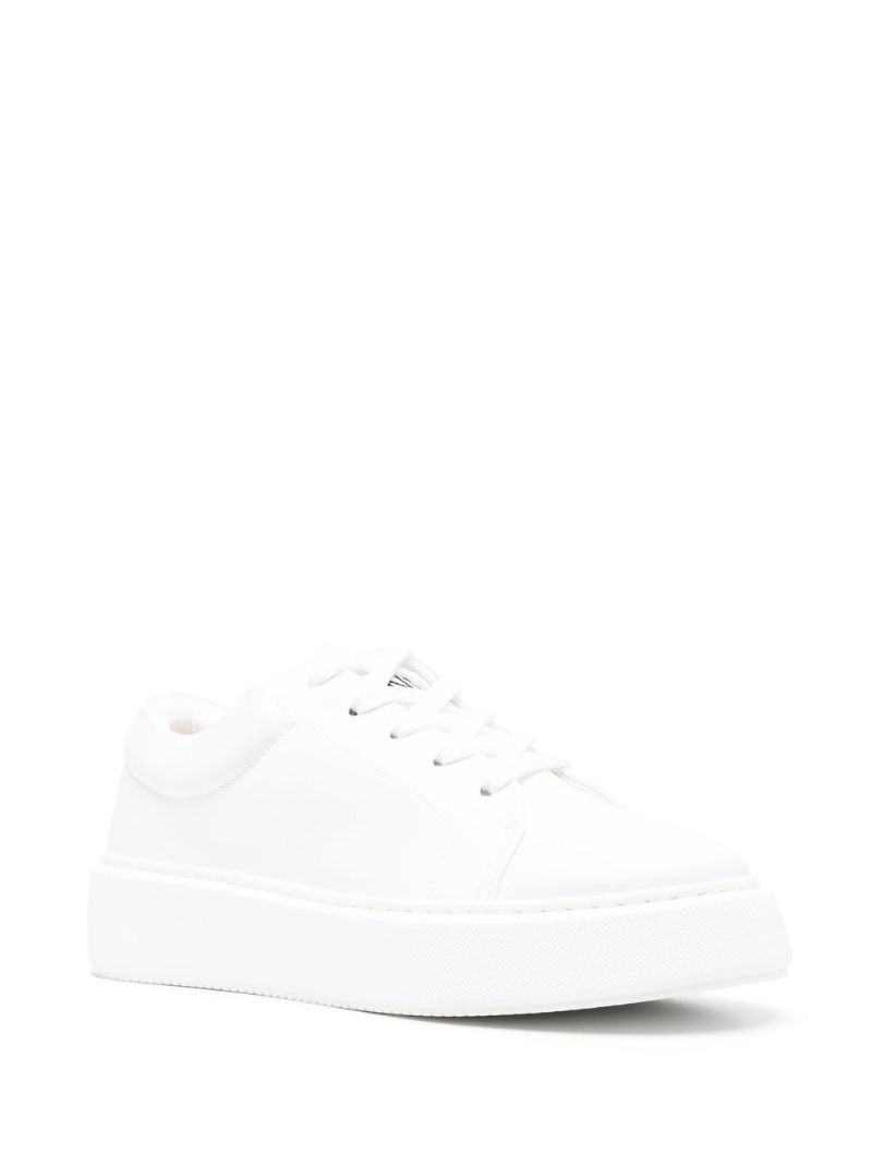 White Sporty Faux Leather Sneakers