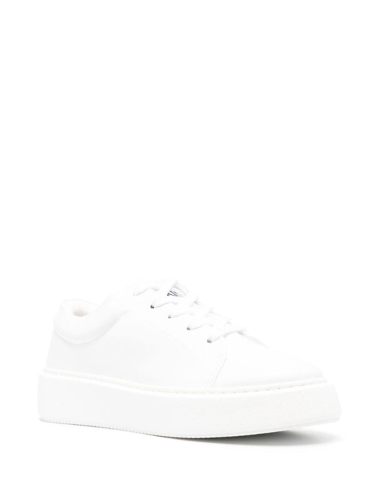 White Sporty Faux Leather Sneakers
