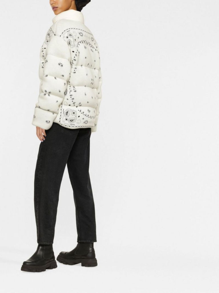White Quilted Paisley Intarsia Jacket