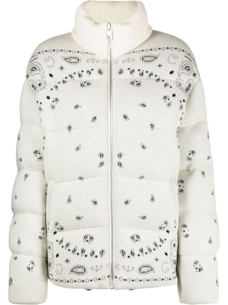 White Quilted Paisley Intarsia Jacket