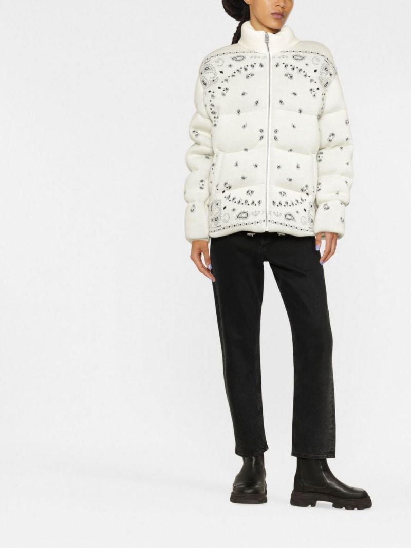 White Quilted Paisley Intarsia Jacket