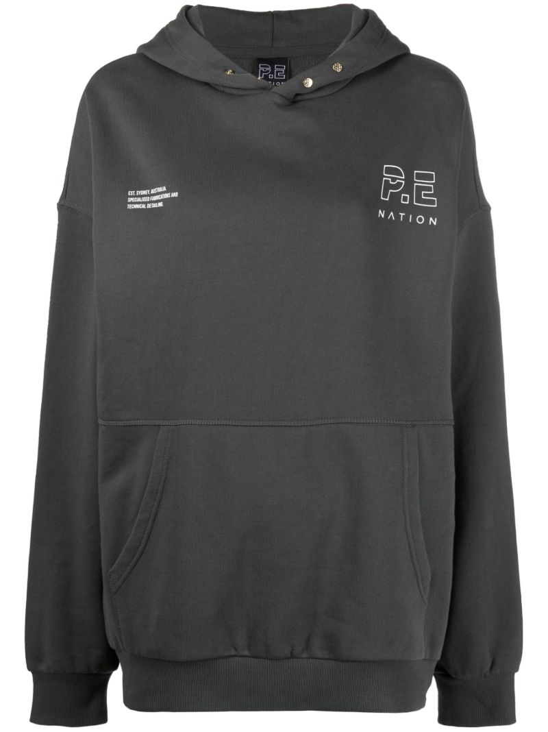 Grey Logo Print Long Sleeved Top