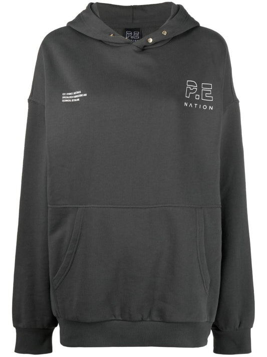 Grey Logo Print Long Sleeved Top
