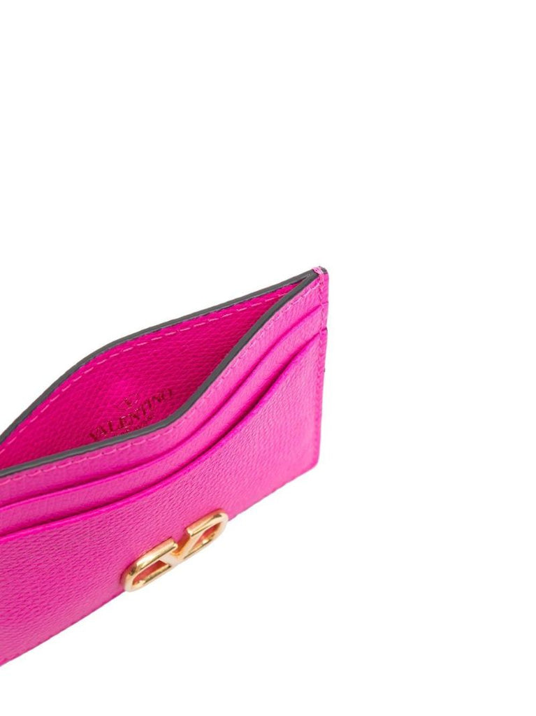 Pink Vlogo Signature Leather Cardholder