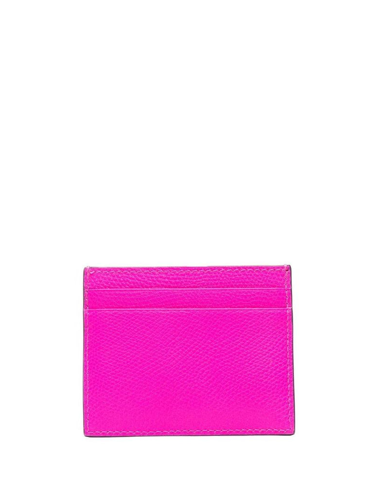 Pink Vlogo Signature Leather Cardholder