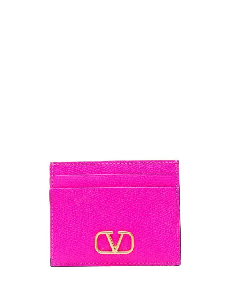 Pink Vlogo Signature Leather Cardholder
