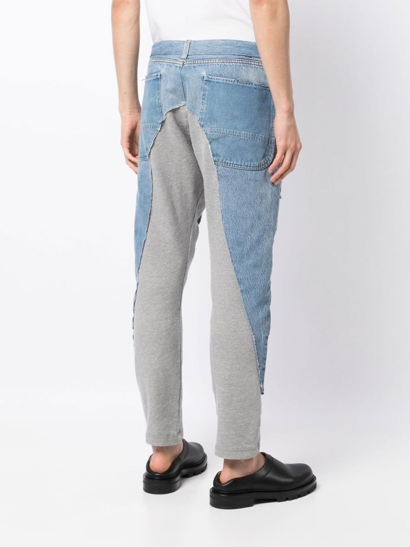 Blue Panelled Tapered Trousers