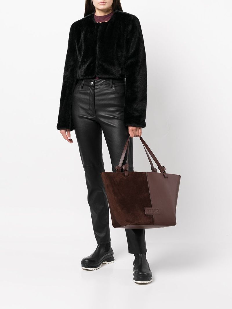 Brown Ida Panelled Leather Tote Bag