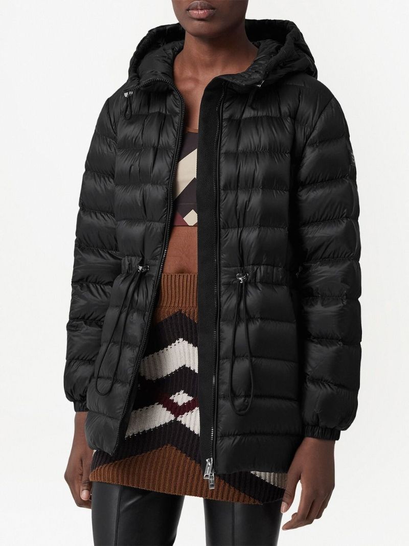 Black Hooded Quilted Coat