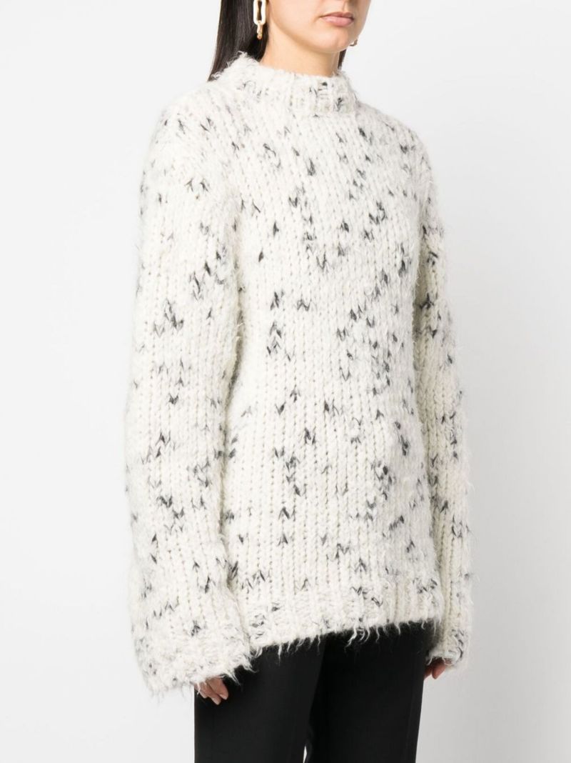Neutral Crew Neck Knitted Sweater