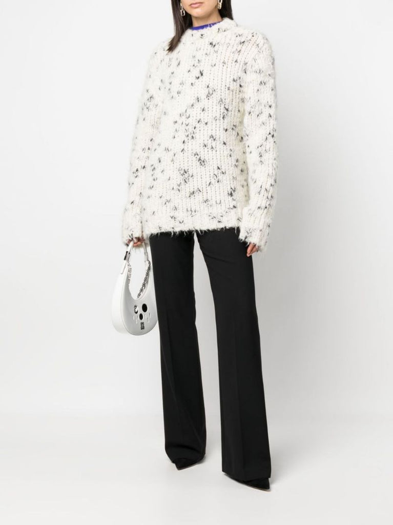Neutral Crew Neck Knitted Sweater