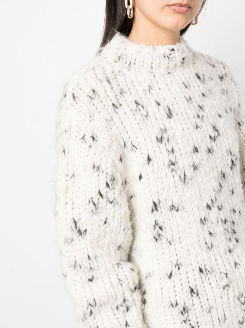 Neutral Crew Neck Knitted Sweater