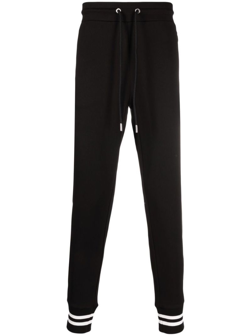 Black Logo Patch Tapered Cotton Track Pants