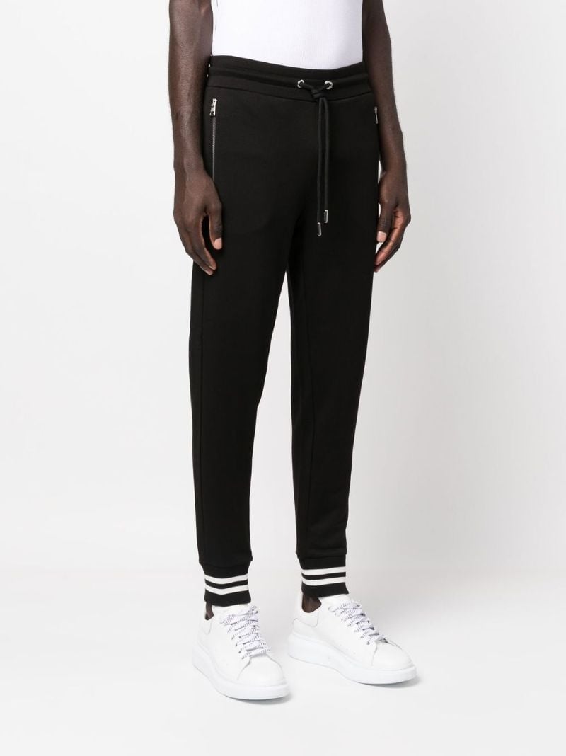 Black Logo Patch Tapered Cotton Track Pants