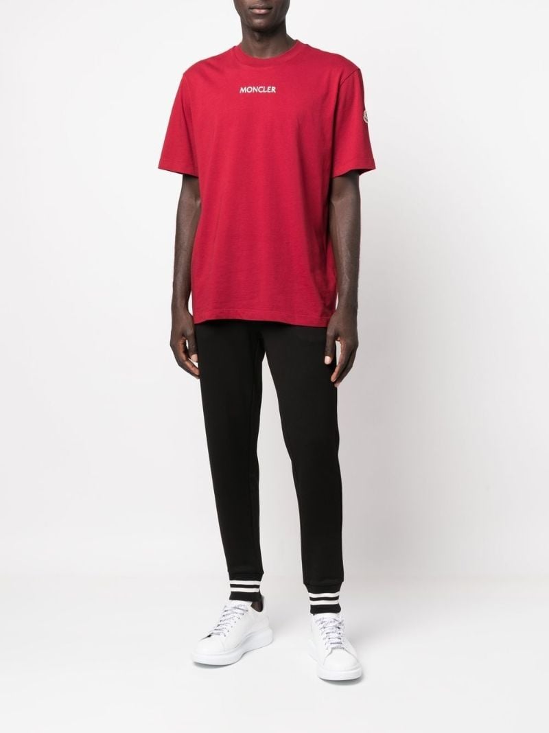 Black Logo Patch Tapered Cotton Track Pants