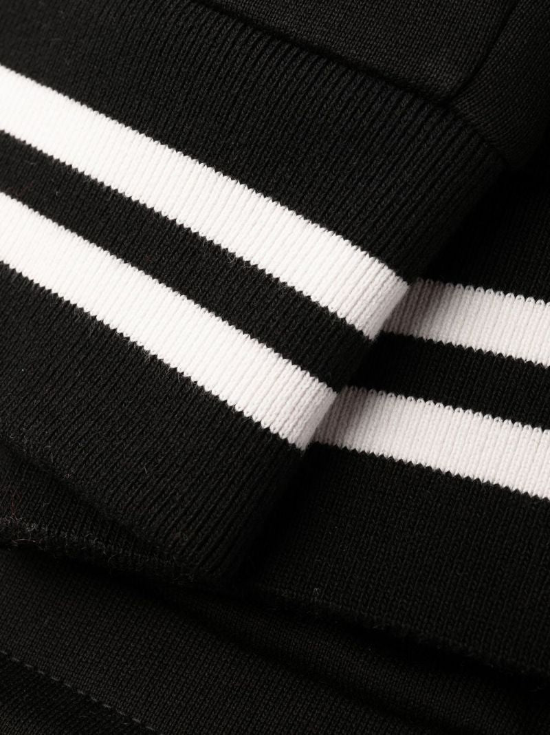 Black Logo Patch Tapered Cotton Track Pants