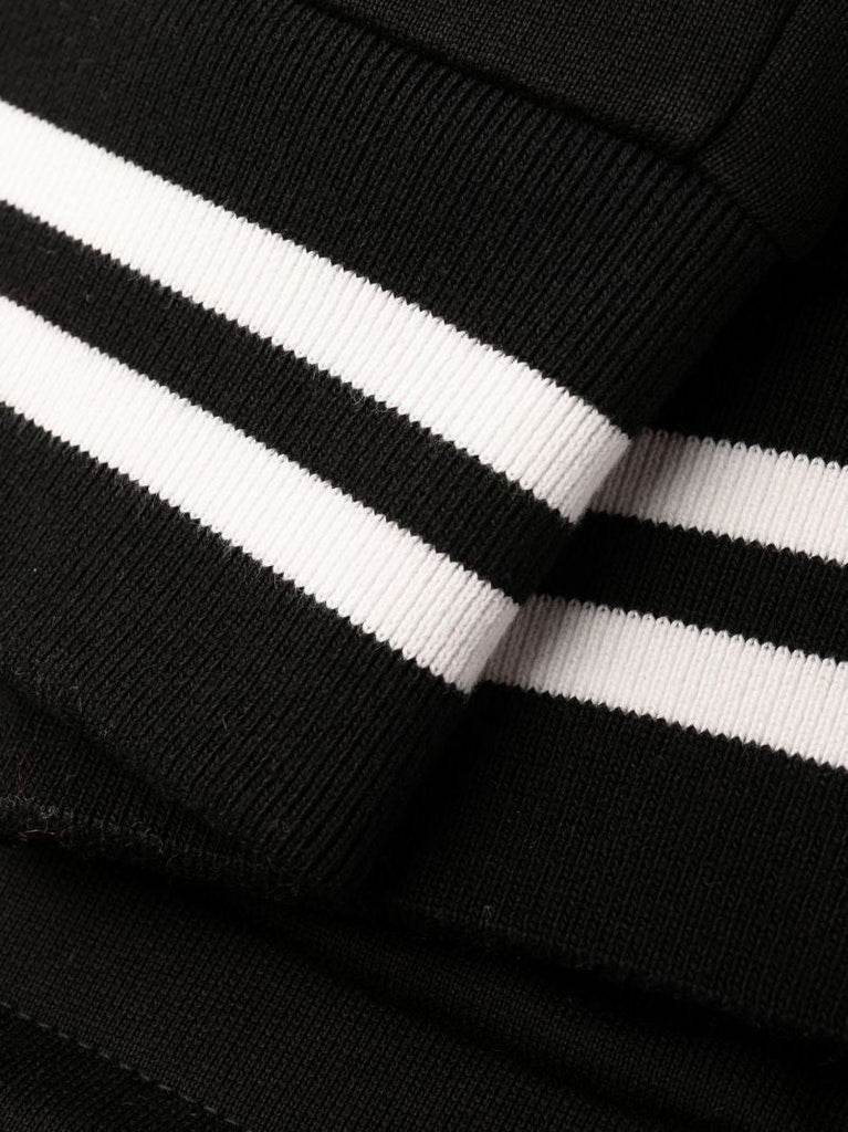 Black Logo Patch Tapered Cotton Track Pants