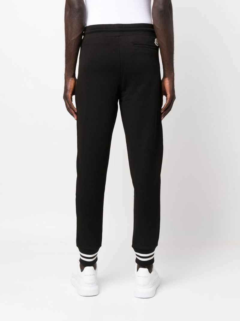 Black Logo Patch Tapered Cotton Track Pants